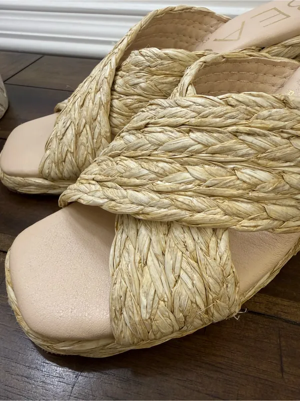 Beach by Matisse Raffia Crisscross Wedge Sandals size 6 - Image 5