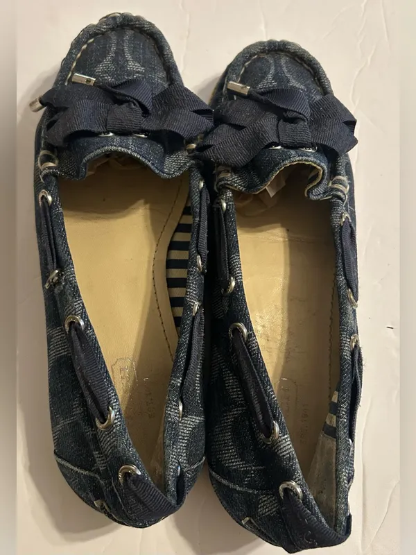 Coach Denim Blue Women’s Bow Moccasin Loafers - Image 4