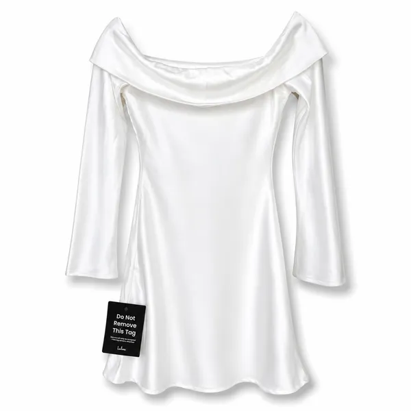 NEW Lulus Luxurious Vision White Satin Off-the-Shoulder Slip Mini Dress Small - Image 6