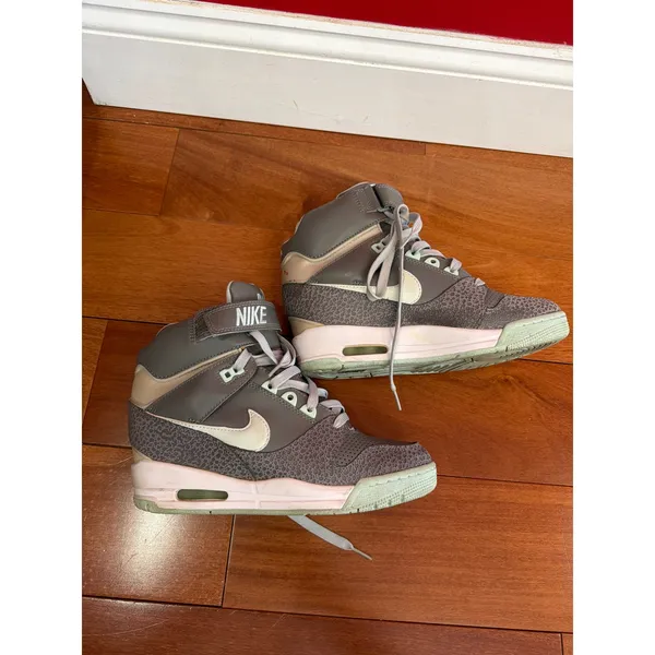 Nike Dunk Sky Hi Wedge Sneakers Womens Grey Safari Print‎ 599410-006 Size 9 - Image 3