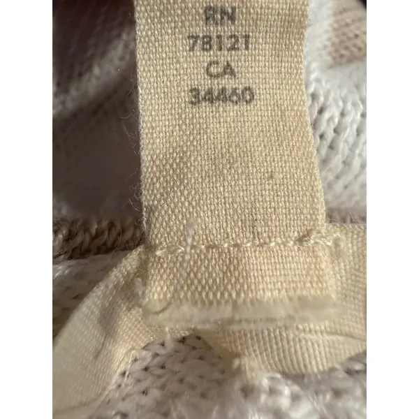 Eileen Fisher Organic Linen Striped Sweater Tan White Large S18SVD Pockets - Image 5