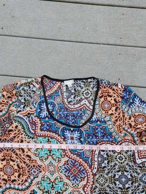 Spense Colorful High Low Hem Short Sleeve Shirt | Spense Boho Print Top - Image 11