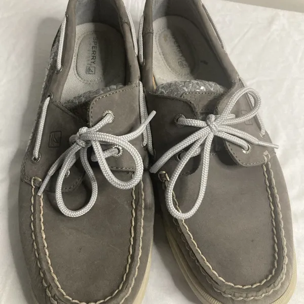 Sperry Top- Sider Womens Gray Leather Sequins Boat Deck Shoes 9M - Image 3