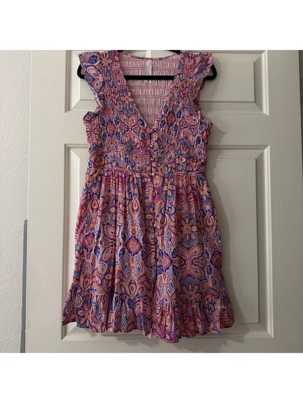Anthropologie Peregrine Boho Floral Paisley Mini Dress S Small Pink Multi Color - Image 12