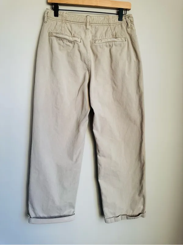 Free People Tan Cotton Twill Chino Pants High Rise Straight Leg Distressed 28 - Image 2