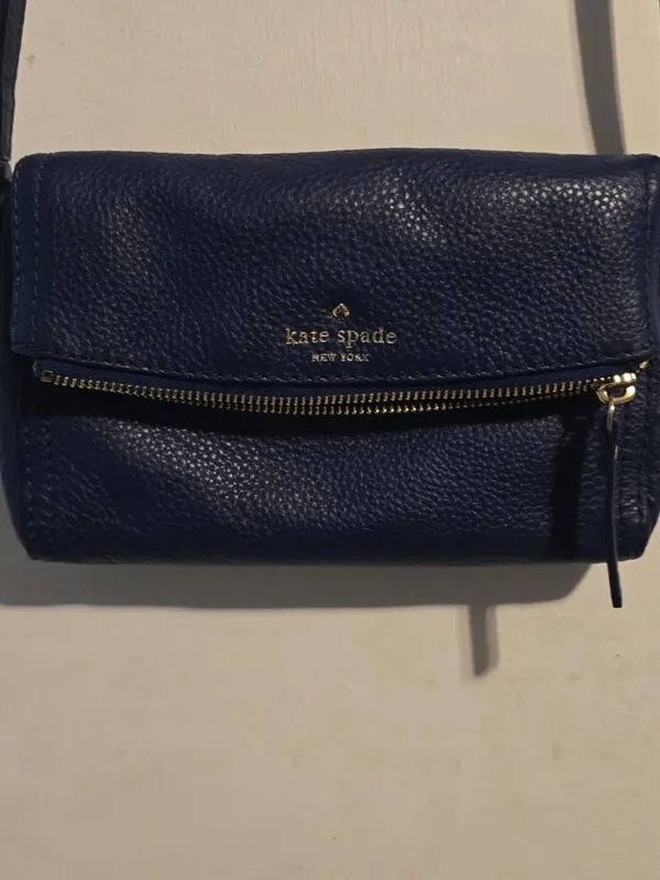 kate spade navy pebbled leather zipper wallet with gold hardware - Image 11