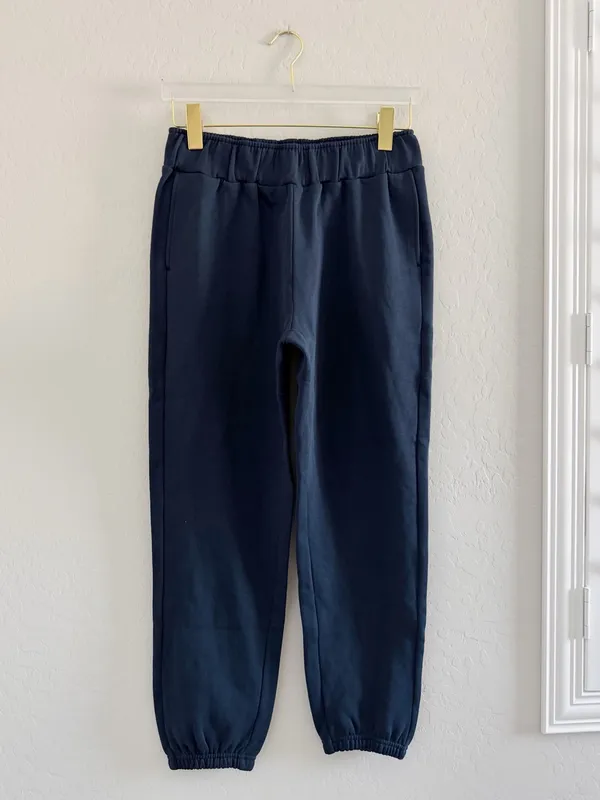 NEW Pact Brushed Fleece sweatpants joggers blue organic cotton minimalist Size S - Image 4
