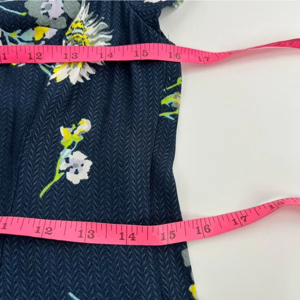 Free People Lost in You Navy Blue‎ & Yellow Floral High Low Midi Dress - Image 4