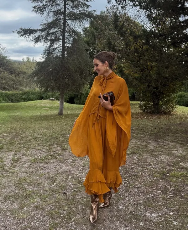 Zara dress maxi cape mustard yellow flowy kimono kaftan boho summer - Image 3