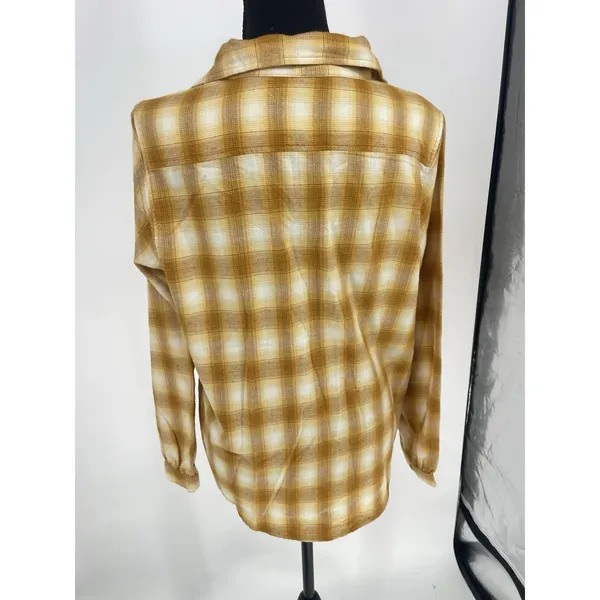 Aventura‎ Shirt Womens Small Yellow Plaid Work Cabin Pumpkin Fall Autumn Bin12 - Image 6