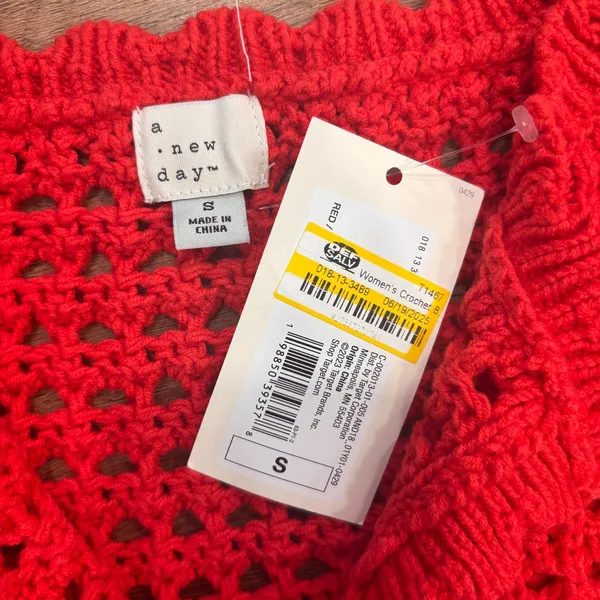 NEW A New Day Women's Crochet Button-Front Cardigan A New Day Red Size Small - Image 5