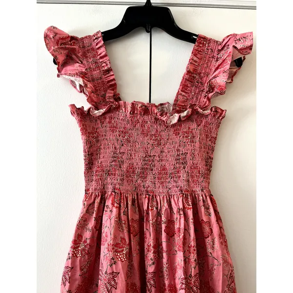 Hill House Ellie Nap Dress Red Pink Floral Print Size S Cotton C6 - Image 4