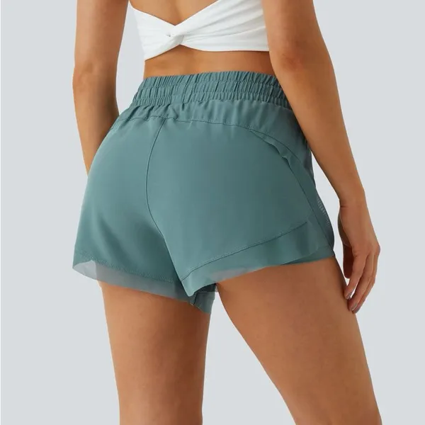 Halara HA06.- Mid Rise Drawstring Contrast Mesh 2-in-1 Flowy Running Shorts 3'' Size 2X - Image 4