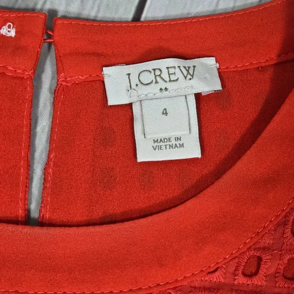 J.Crew Womens Red Eyelet‎ Sleeveless Top G3451 Size 4 Cotton Shell - Image 3