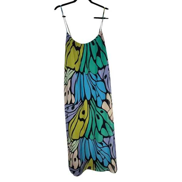 Sam Edelman Butterfly Wing Print Maxi‎ Dress Blue Green XL Boho Festival - Image 8