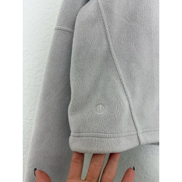 Lululemon Plush Velour Oversized Half Zip in Gray Size Small Workout Soft - Image 11