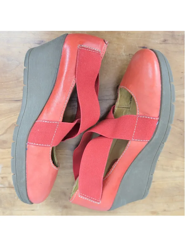 Bussola Zummia Elastic Strappy Red Leather Wedges 39 - Image 6