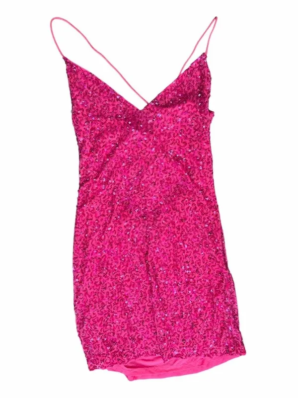 Retrofête Women's Pink Sequin Cowl Neck Mich Bodycon Dress Size M - Image 3