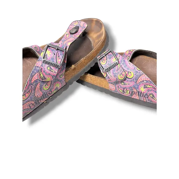 Papillio Birkenstock Pink Purple Paisley Thong Sandals Cork EU 41 US 10 - Image 6