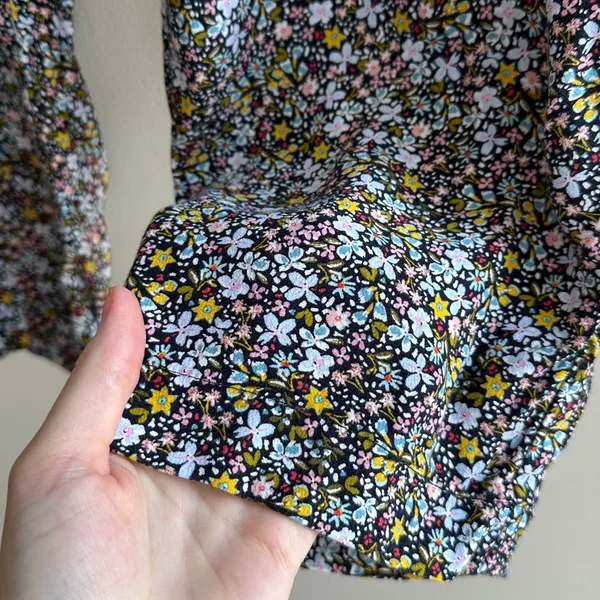 LOFT Paperbag Waist Cropped Flowy Floral Print Pants, Black/Multi, Size Large - Image 5