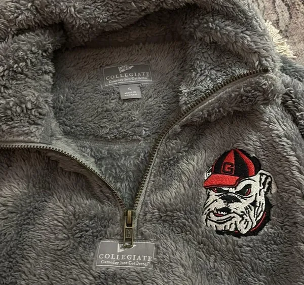 Collegiate Outfitters Georgia Bulldogs collegiate Sherpa side zip Gray Fleece Quarter-Zip Pullover - Image 8