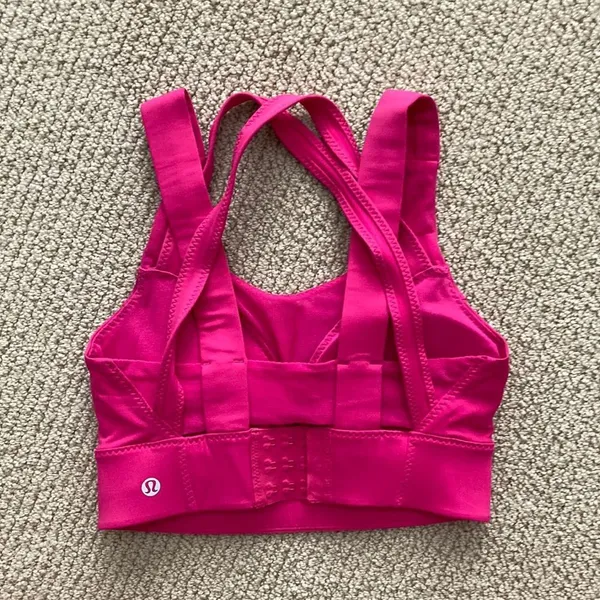 NEW LULULEMON Oxygen Bra Long Line Raspberry Pink Size 4 High Support Mesh NWOT - Image 8