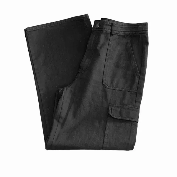 Apricot Lane Double Zero Womens High Rise Wide Leg Cargo Pants Black Medium NWOT - Image 2