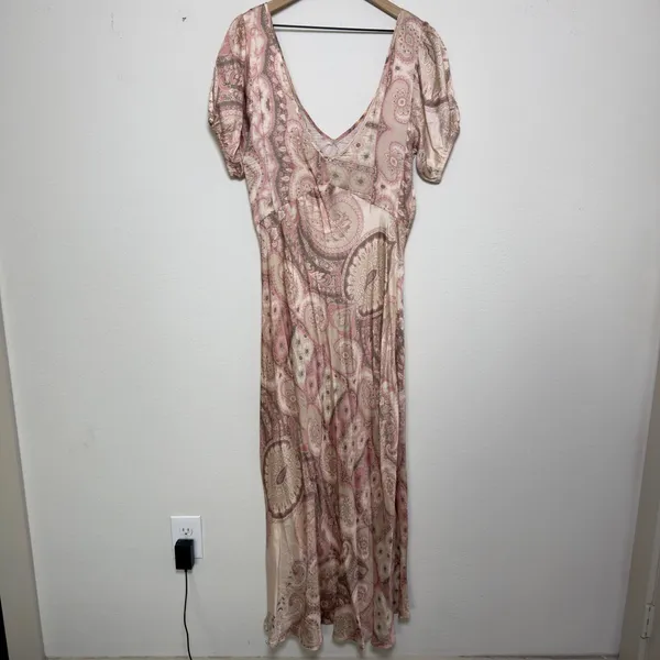 Tularosa VRG GRL Women Paloma Bias Babydoll Maxi Dress XL Pink Paisley Patchwork Ethereal - Image 10