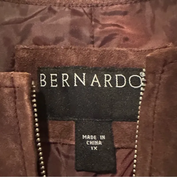 Bernardo Size 1X Burgundy Genuine Leather Full Zip Blazer - Image 3