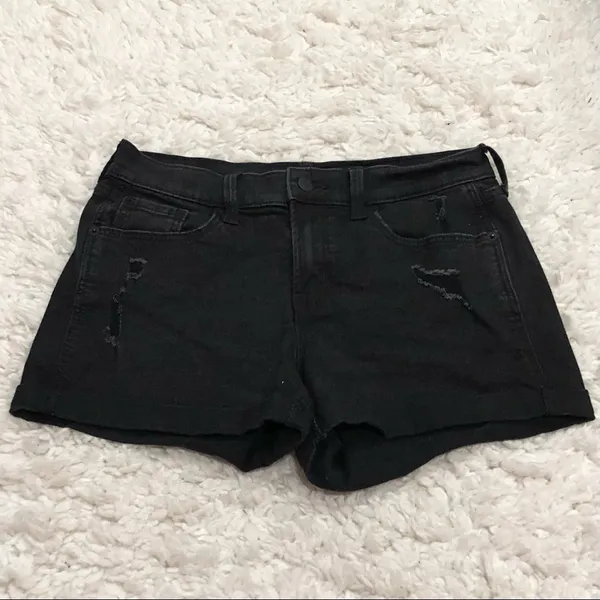 Old Navy Mid Rise Distressed Boyfriend Jean Shorts Black‎ 4 - Image 3