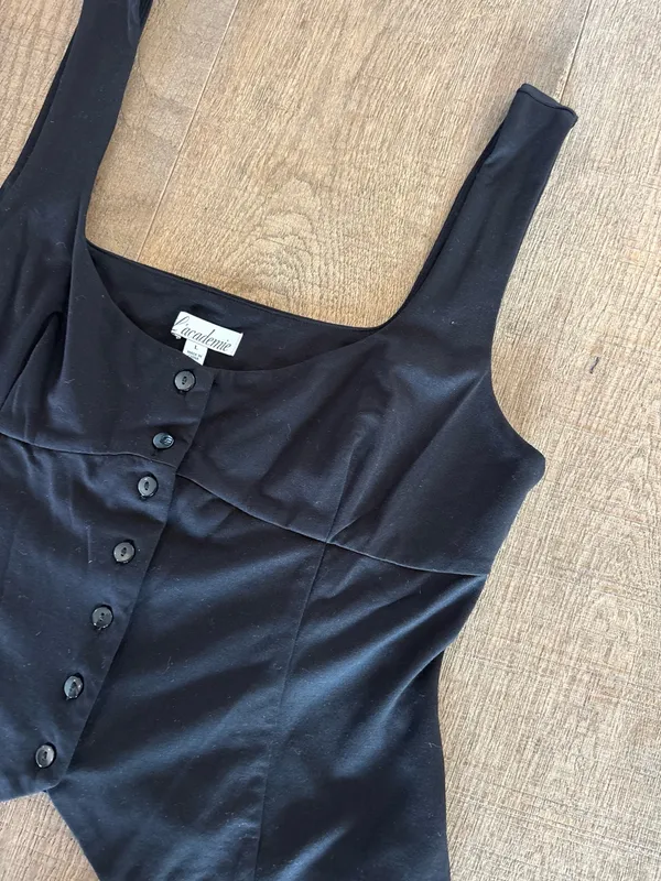 l’academie evonne black button tank top shirt - Image 4