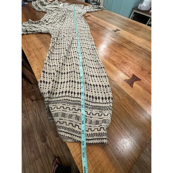 Free People Jen's Pirate Booty Geometric Jumpsuit Cream Black Large Boho - Image 15