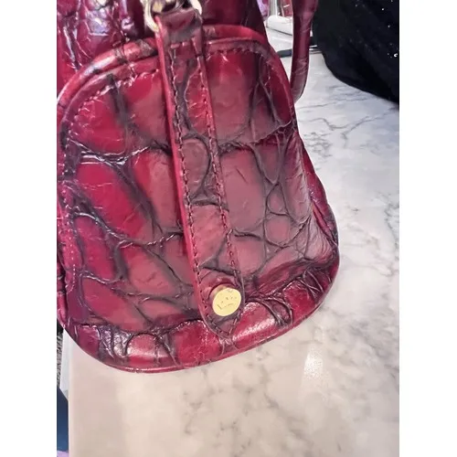 Elaine Turner Red Crocodile Embossed Leather Satchel Handbag Gold Hardware‎ - Image 9