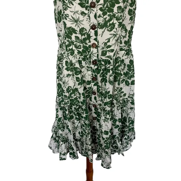 Kori Dress Large‎ Green White Sleeveless Summer Sundress Boho Festival Vacay - Image 3