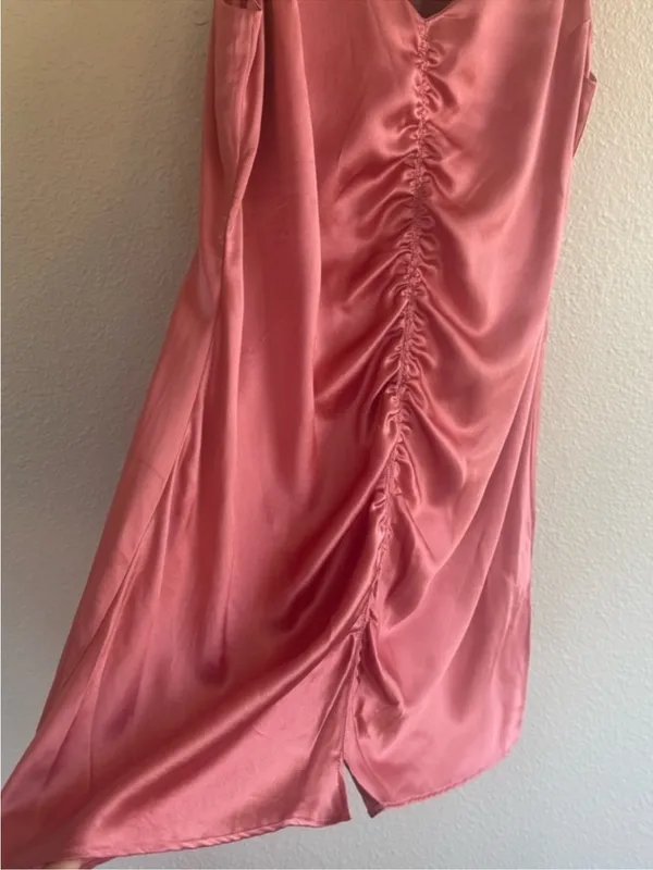 Reformation Silk Ruched Slip Dress - Image 2