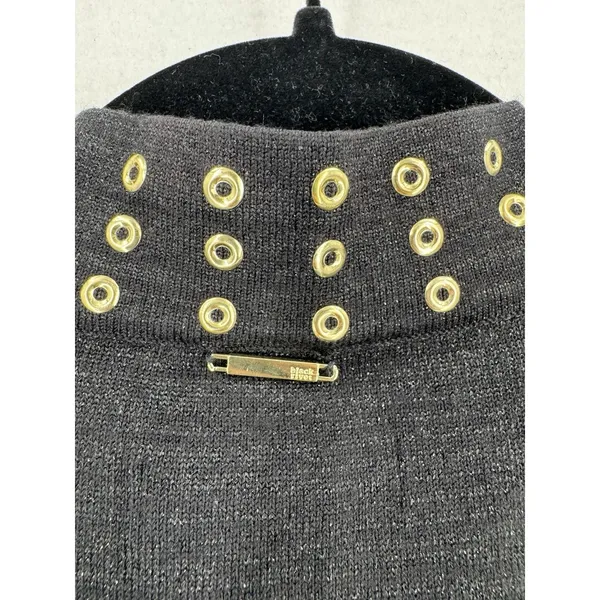 Black Rivet Metallic Sweater Vest XL Gray Gold Grommet Mock Neck Sleeveless Top - Image 5