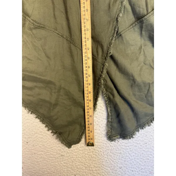 Free People Wrap Hoodie Womens S Green Hooded Military Fringe Button Lightweight - Image 6