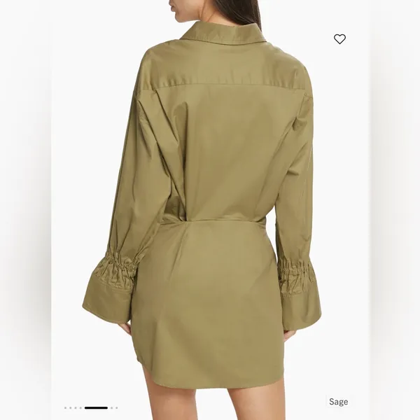 En Saison Hardin Olive Green Shirt Dress Small NWT Cotton Button Front Chic‎ - Image 2