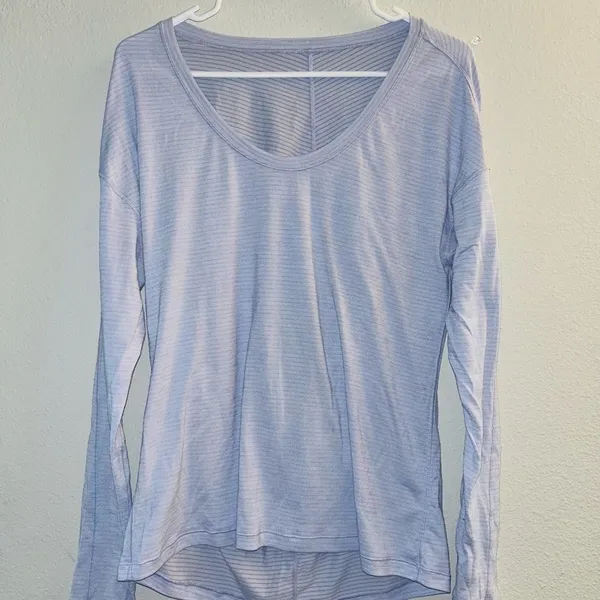 lululemon athletica Light Blue Scoop Neck Long Sleeve Top - Image 4