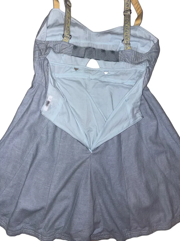 Esley Light Blue Sundress with Yellow Straps and Front Cutout - Image 5