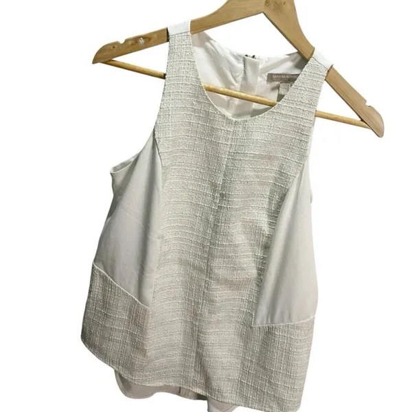 Banana Republic White Tweed Chiffon Women's Blouse‎ 2P Career Flowy - Image 3