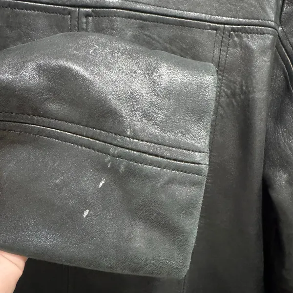Black Genuine Leather Fitted Jacket Avanti Women’s L Button Front - Image 6