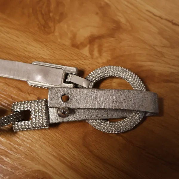 Vintage 80s‎ Chain Stretch Belt Womens Size S Silver Tone Metallic Glam Disco - Image 7