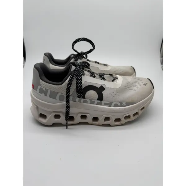 On Cloudmonster Running Shoes Women Size 7.5 White Grey CloudTec Sneakers - Image 8