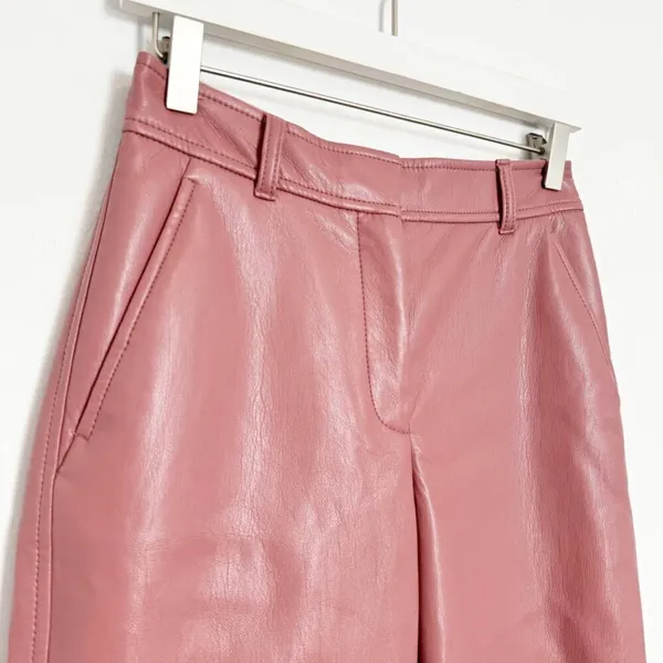 Aritzia Babaton‎ Command Pants Size 2 Faux Leather Red Willow Pink Corpcore Geek Chic - Image 4