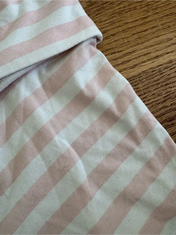 Frankie's Bikinis Fold-Over Waist Pink & White Striped Bike Shorts - Image 4