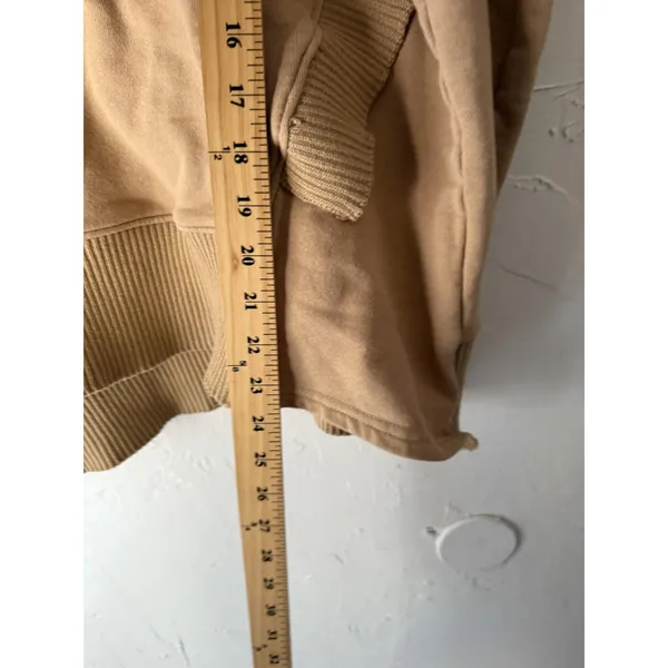 Bucket List Hoodie Womens Small Tan Pullover‎ Snap Neck Ribbed Hem Thumbholes - Image 6