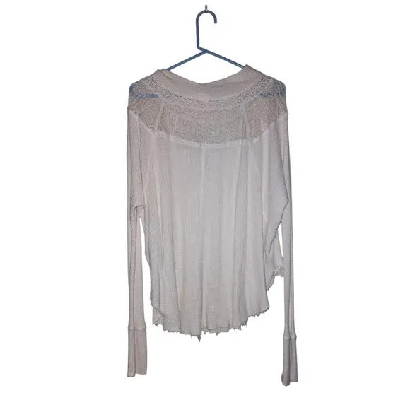 Free People Oversized Distressed Thermal - White, Size Small - Image 2