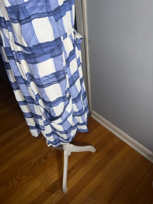 Maeve Blue and White Plaid Drawstring dress - Image 6