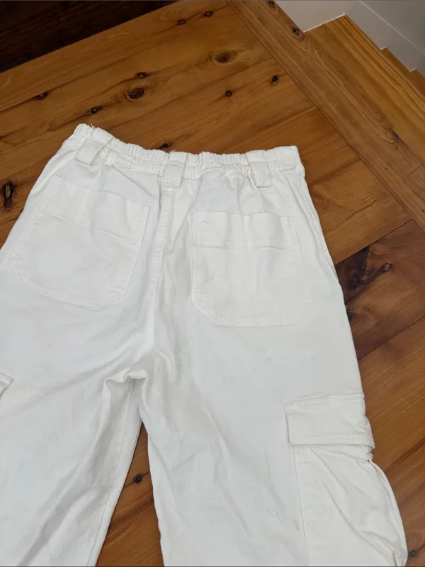 Cotton Candy White Elastic Drawstring Pants Size M - Image 9
